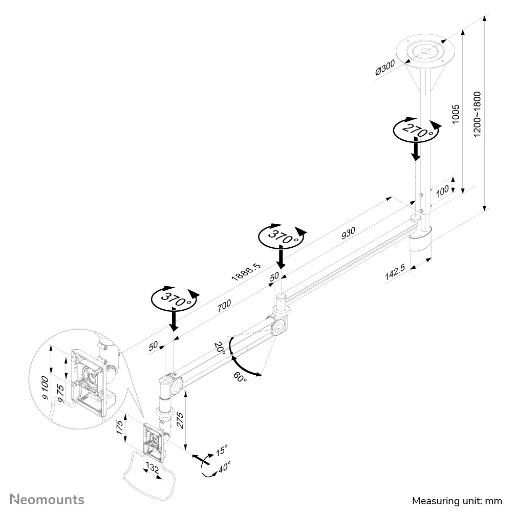 Neomounts medische plafondsteun